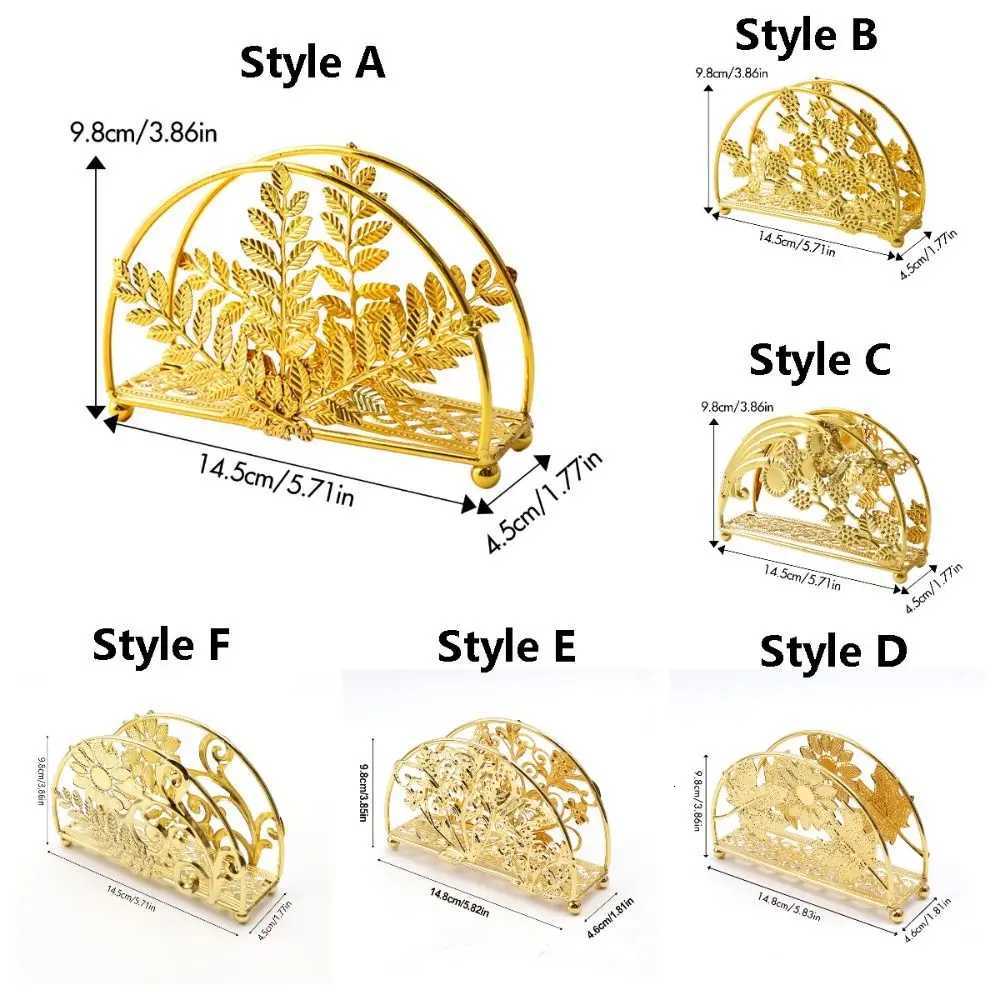 FlowersLeaves Metal Napkin Holders Hollowed-out Design Gold Luxury Vertical Napkin Dispenser Multi-purpose FreestandingM251124
