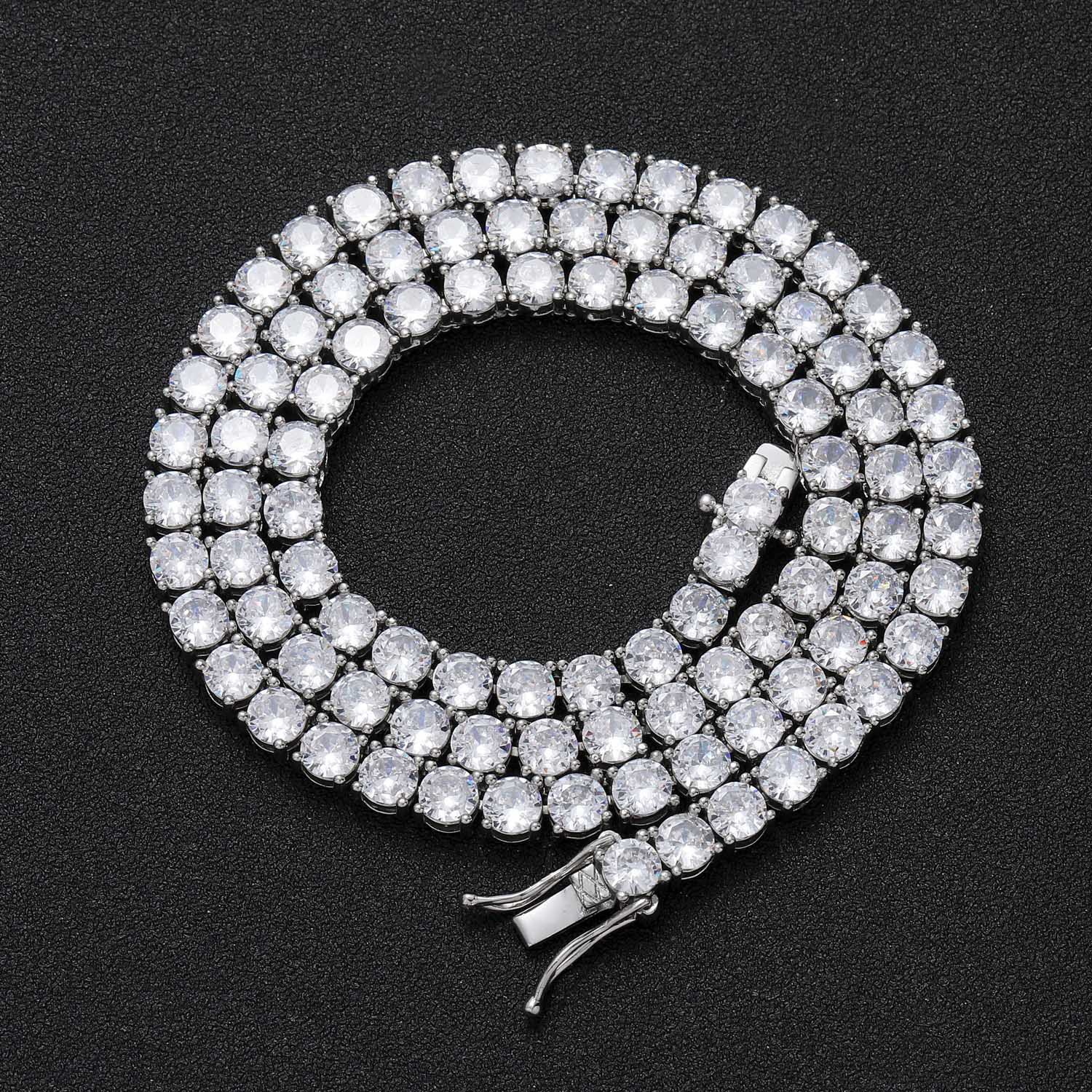 Luxury European and American hip-hop necklaces, tennis chains for both men and women, 3mm VVS GRA certificate, single-row Mosan stone necklaces delive