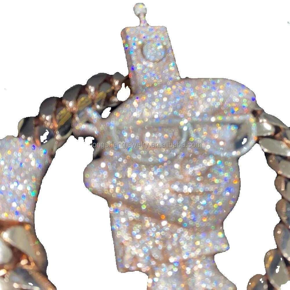 Sterling Sier Hip Hop Pendant, Custom Iced Out VVS Moissanite Dia Charm for Men