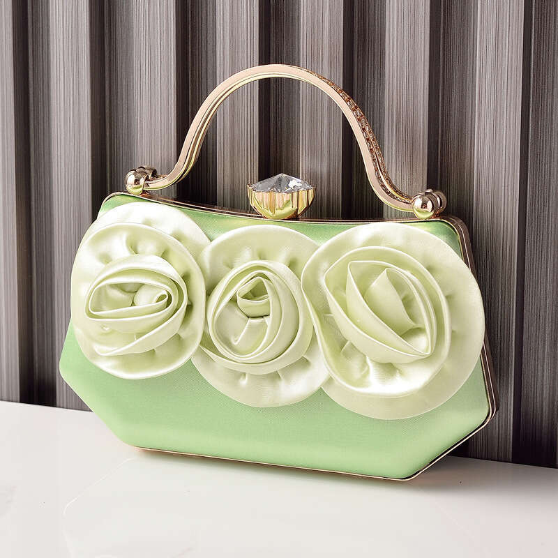 Dinner Bag New Silk Flower Banquet Match Party Handheld Diamond Set Evening Dress Bag KQ