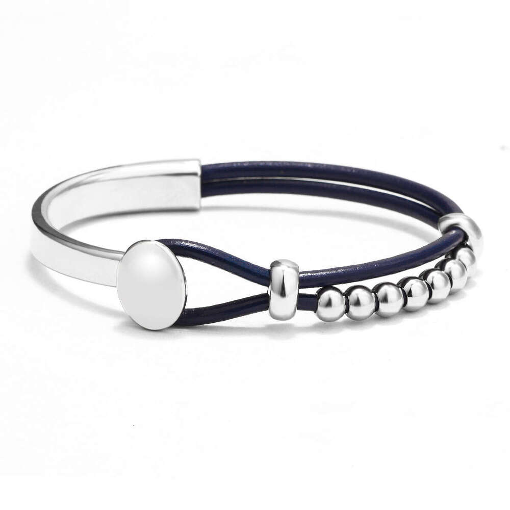 Hot selling Bohemian style double-layer with leather rope, minimalist beaded bracelet, PU spliced bracelet