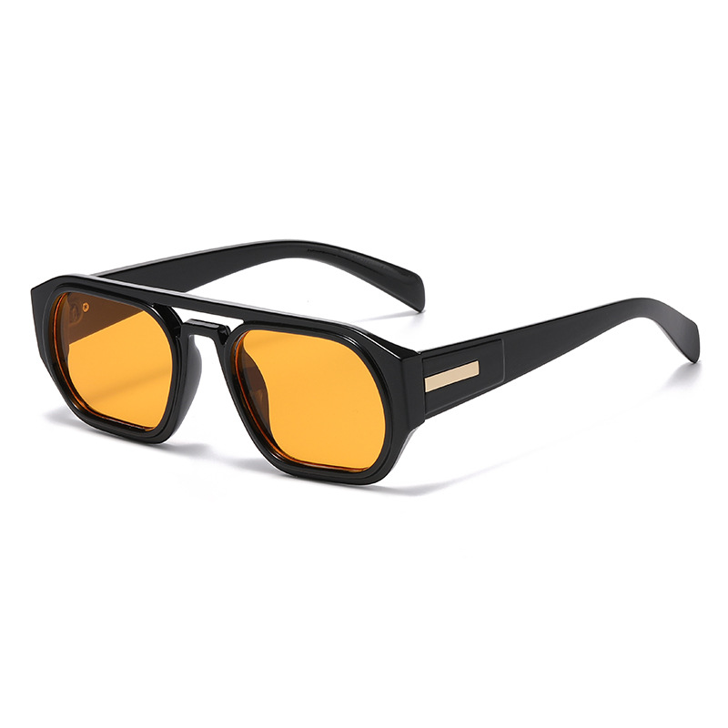 New Fashionable Square Double-Bridge Pilot Sunglasses for Women European & American High-End Style Trendy Cross-Border Versatile Influencer Sunglasses