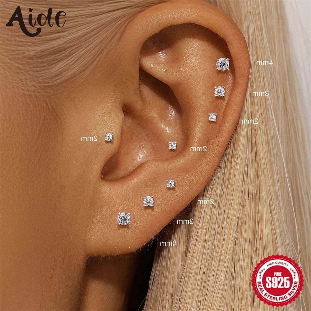 Aide Mini 2/3/4Mm Moissanite For Women Sterling Sier Earring INS Trend Wedding Ear Studs Jewelry Brincos De Pratas