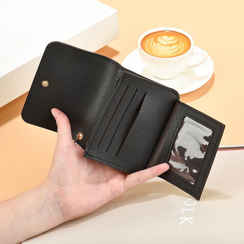 Women Zipper Short Style Purse Lychee Pattern Fashion Large Capacity Multi Card Slot Coin Purse With Zipper R250424
