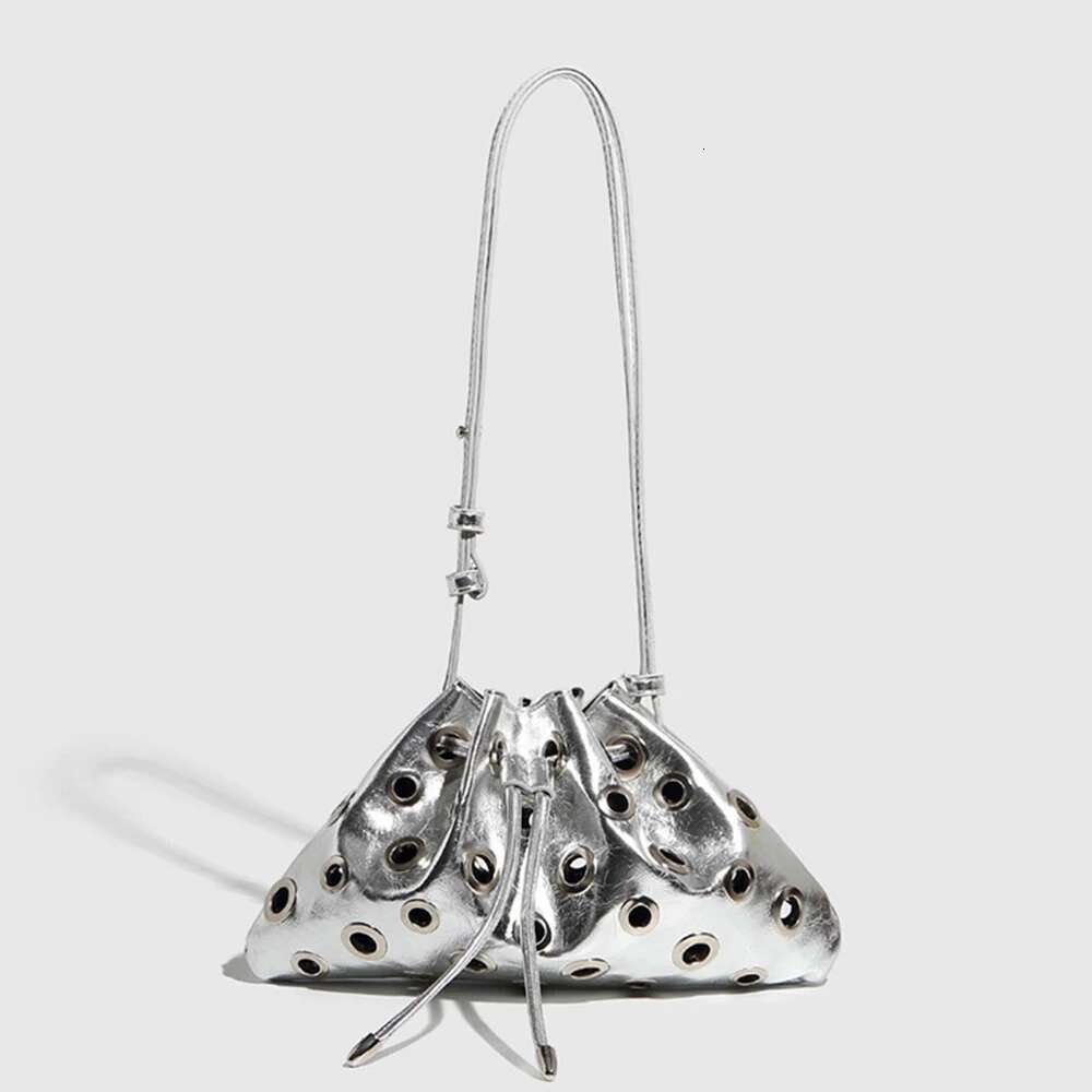 Designer Bag Hollow Rivet Shoulder Bag Designer Women Drawstring Bucket Bags High Quality Handbags Mini Purses Chic