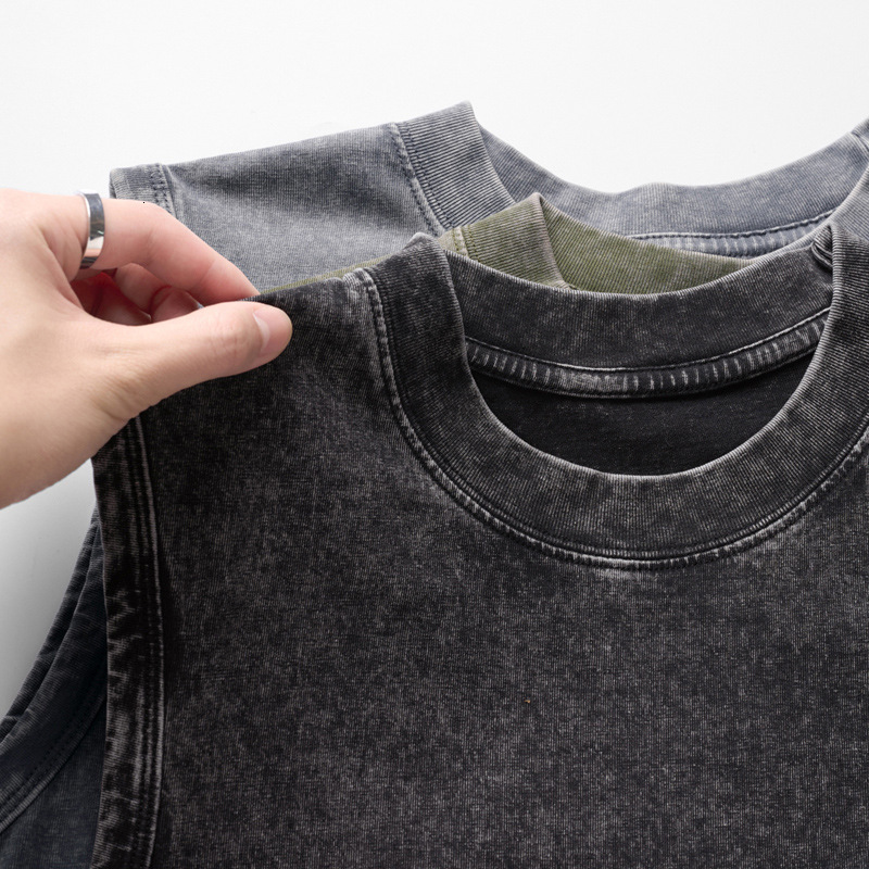 Vintage Sleeveless Vest 230G Pure Cotton Loose Fit Men's Refreshing And Breathable Camisole Casual Top Summer luanyun