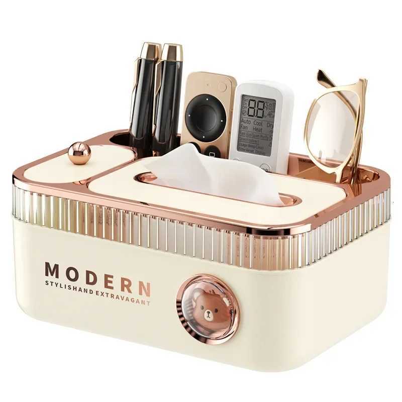 Luxury Cream Paper Towel Box Multi-Function Creative Home Living Room Tabletop Remote Controller Storage Drawer Box For ExtractaM251124