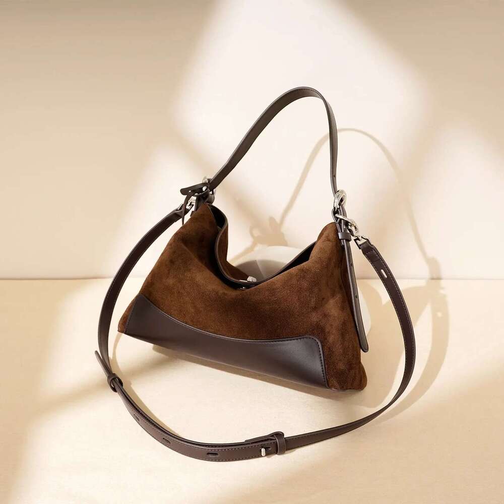 Professional Factory High Quality Large Tote Real Suede Cow Leather Women Classic Female Shoulder Bag Purple