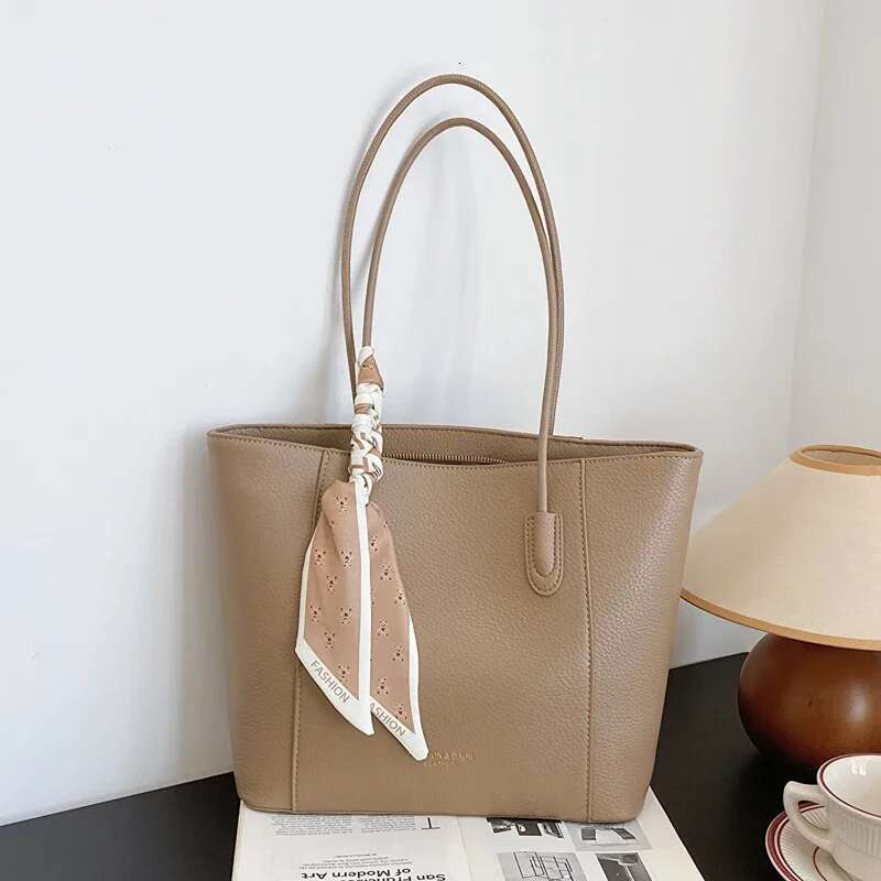 Designer Bag PU Solid Color 2025 High Quality Handbag Ribbon Zipper Trendy Fashion Shoulder Large Capacity Soft Versatile Tote Bag