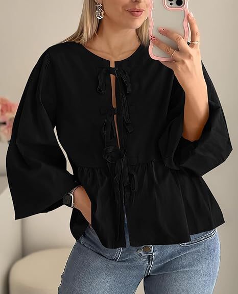 2024 Autumn Fashion Casual Front Strap Top Strap Shirt Womens Wear
