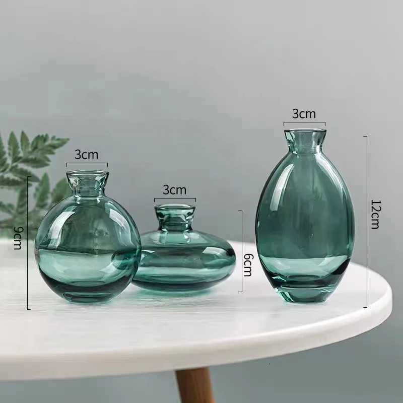 3PCS Creative Mini Vase Set Transparent Glass Home Decoration Design Crafts Desktop Flowers Dried Arrangement Living Room C251124