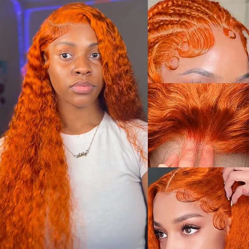 Water Wave Lace Front X X Colored Brazilian Human Hair Deep Curly Wigs Orange Ginger Tote Bag Tote Bag
