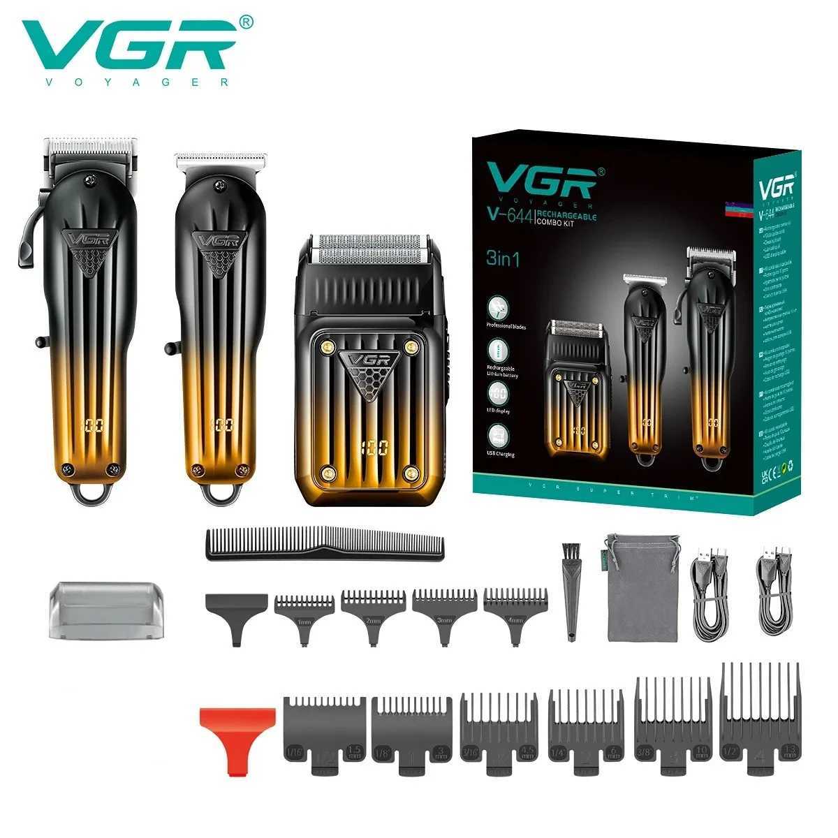 VGR Hair Trimmer Professional Electric Shaver Adjustable Trimmer Barber Clippers Beard Trimmer Razors Foil Shaver for Men V-644 L251124