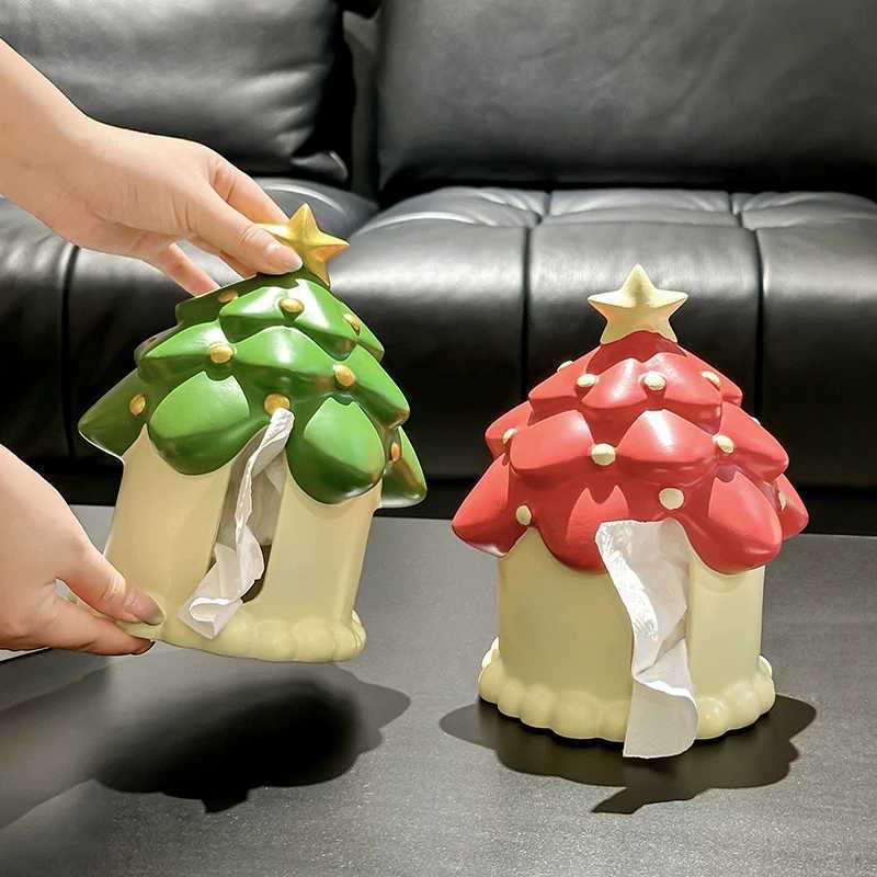 Cute Christmas Tree Tissue Box Home Living Room Decoration Ornament Tissue Box Atmospheric Kitchen and Bathroom Storage SuppliesM251124