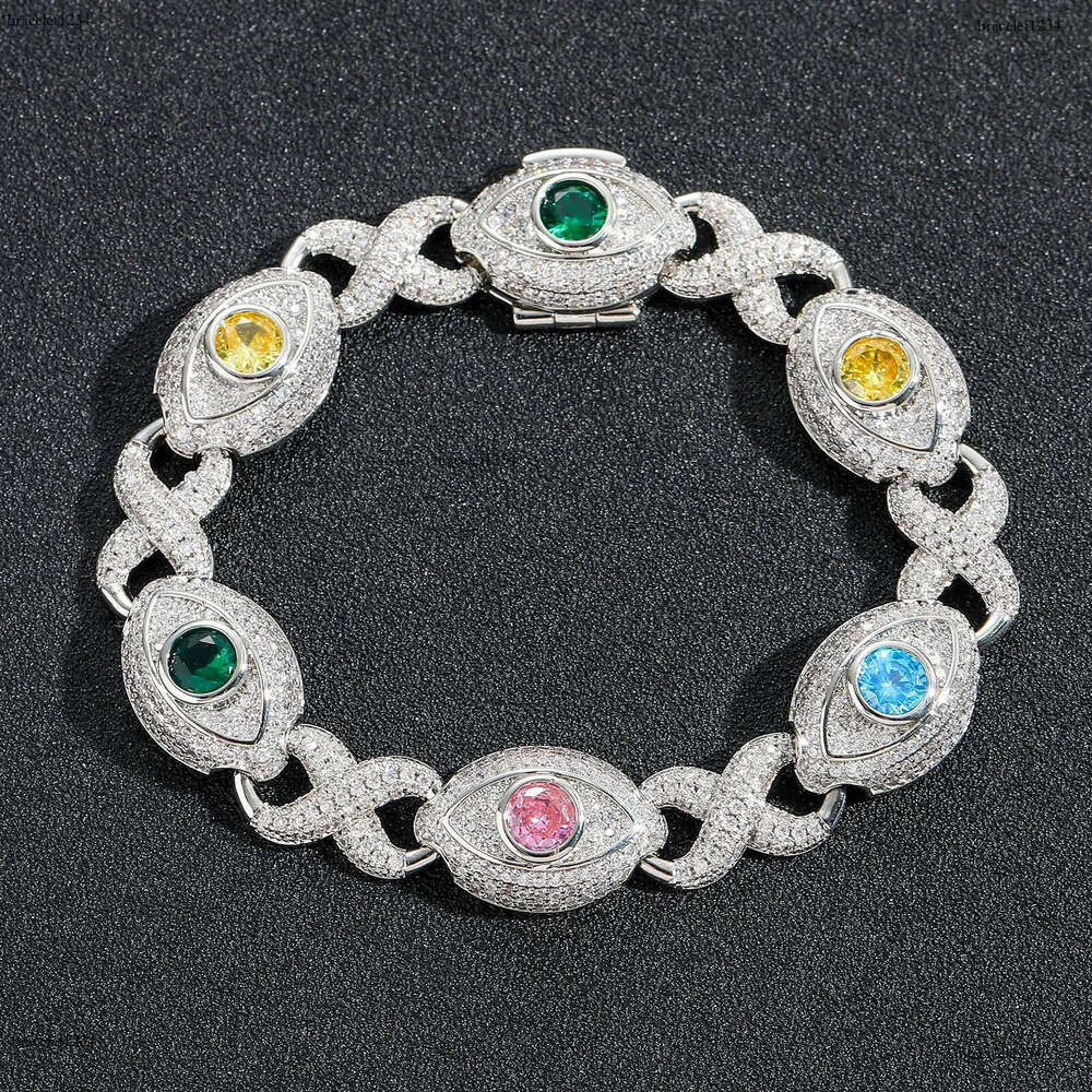 Luxury designer Hip Hop Colored Eyes Cuban Chain Ice Out VVS Moissanite Necklace Bracelet Men Women FREE shipping