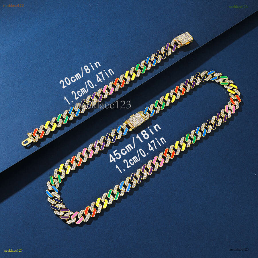 Hot selling fashion men geometric inlaid ice out VVS Moissanite Cuban men and women domineer rap necklace hip-hop collarbone chain Free delivery