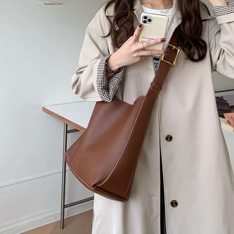 All-Match Women Shoulder Solid Fashion Handbag Crossbody Women's Minimalist PU Leather Bag For Work Purses And Handbags