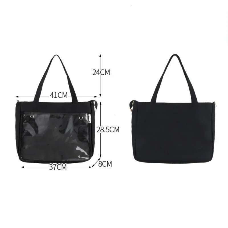 Big Ita Black With Insert Japanese Cute Clear Women Double Straps Girls Kawaii Transparent Shoulder Bag Purses And Handbags