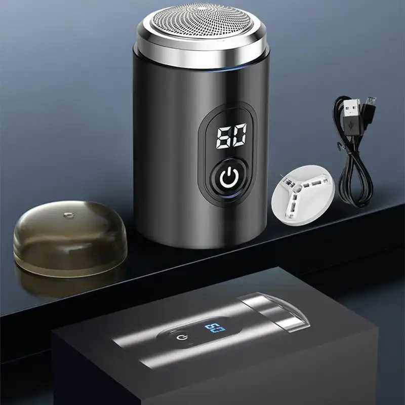 Mini Portable Rechargeable Shaver With Digital Display Mens Electric Razor Long Endurance Travel Wet Dry Shaver L251124