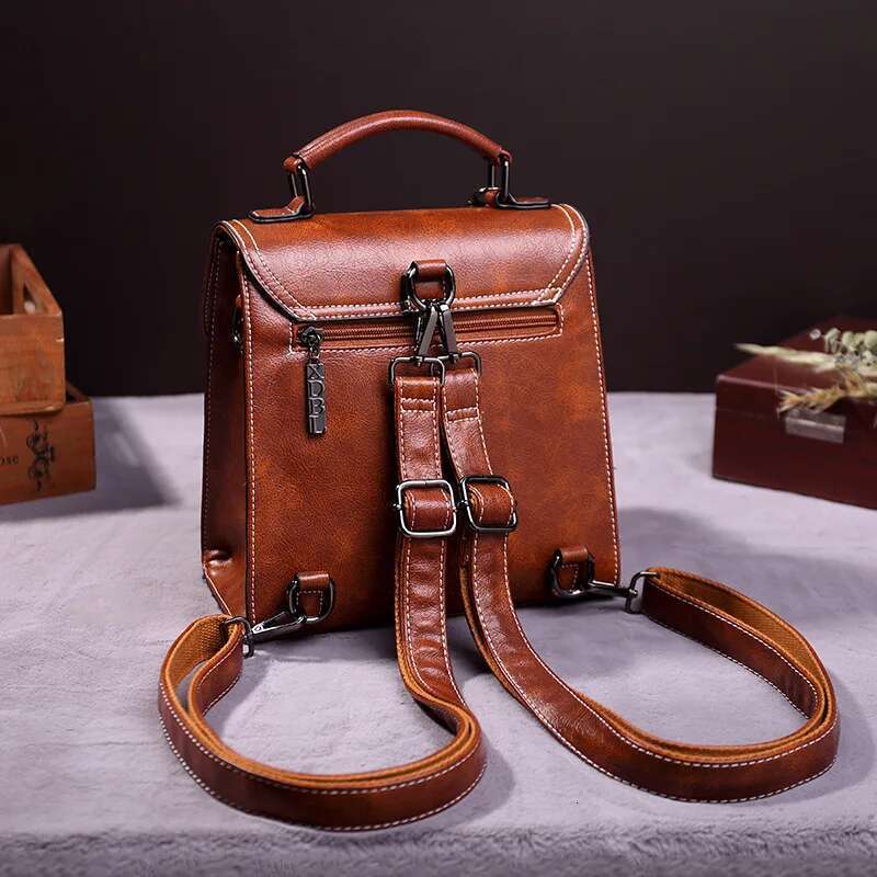 Designer Bag 2025 Vintage Women's Backpack 2024 New PU Leather Girls Shoulder Bag Multifunctional Large Capacity Crossbody Bags Student Backpacks