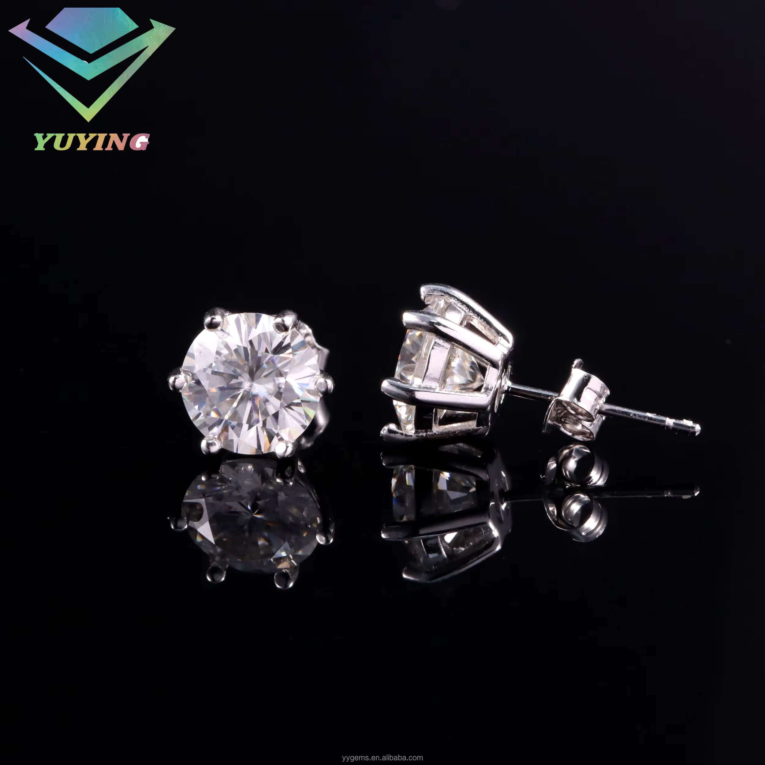 Wholesale 4mm-8mm Moissanite Stud 925 Sterling Silver 19K Gold Plated Jewelry GRA VVS Moissanite Diamond Earring for Men Women