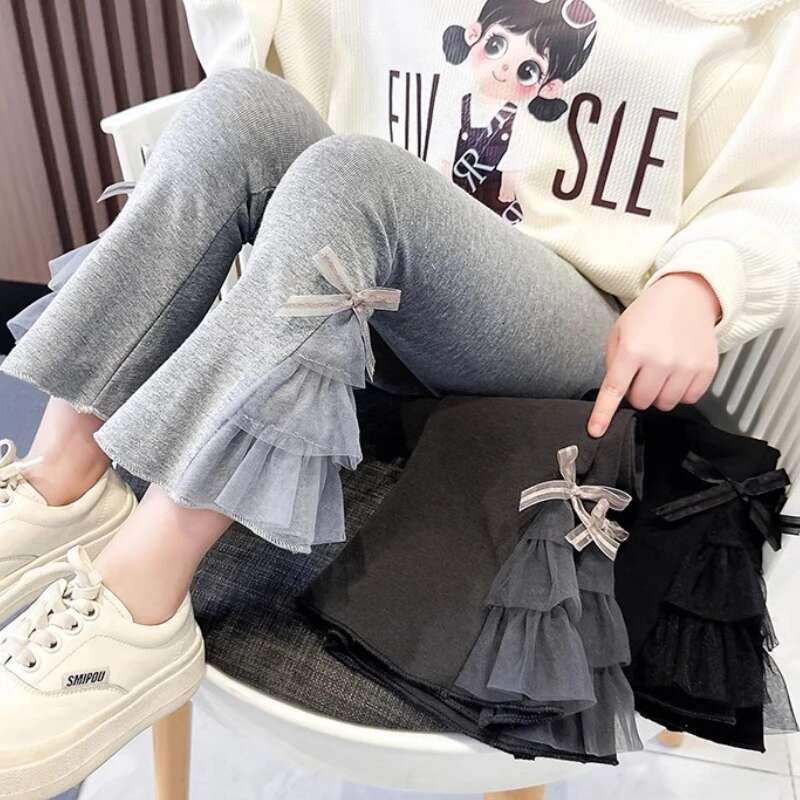 Fashion Baby Girls Cute Elegant Solid Color Boot Cut Flare Spring Pants Bottoms Trousers for Kids Clothes