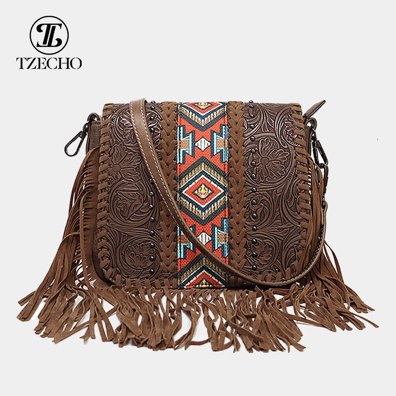 Bohemian ethnic chic Su crossbody shoulder PU leather phone women's bag