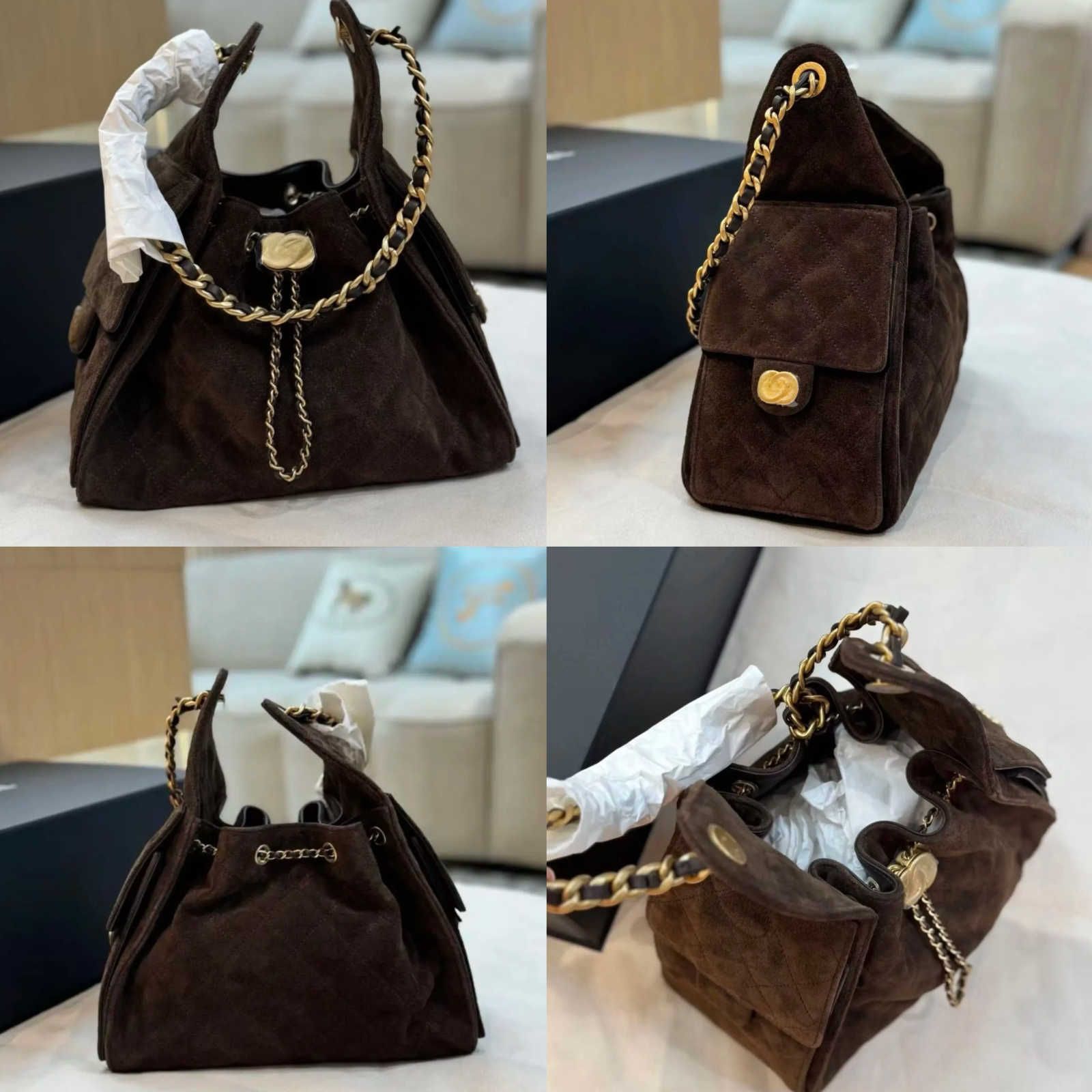 Shoulder Bags 12A Top Quality 25 Bag Suede Bag Designer Bag Woman Cowhide Genuine Leather Large Capacity 25 Hobo Bag Luxury Chain Metal Underarm Bag Lady Crossbody Bag