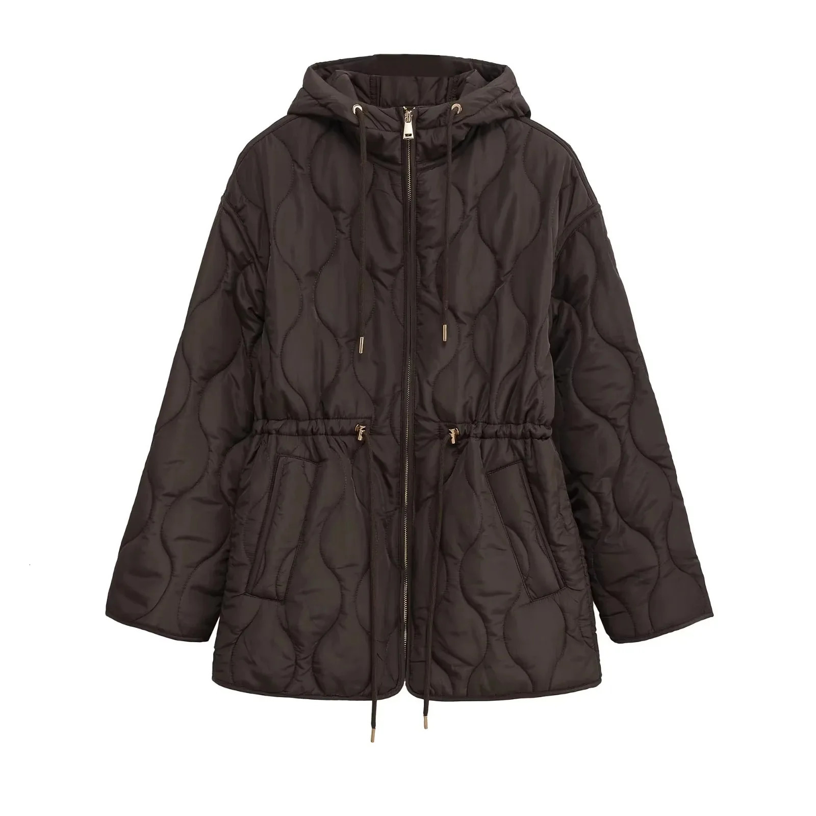 Fashionable Hooded Quilted Cotton Jacket WaistCinching Warm Street Style Coat for Women Autumn Winter Arrival 251110