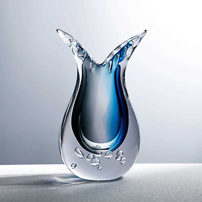 Light luxury creative glass vase living room entrance decoration water-grown flower art vase home decoration C251124