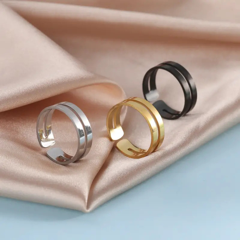 Top Source Jewelry Simple temperament Open Men's and Women's Stainless Steel Ring Handmade Decoration