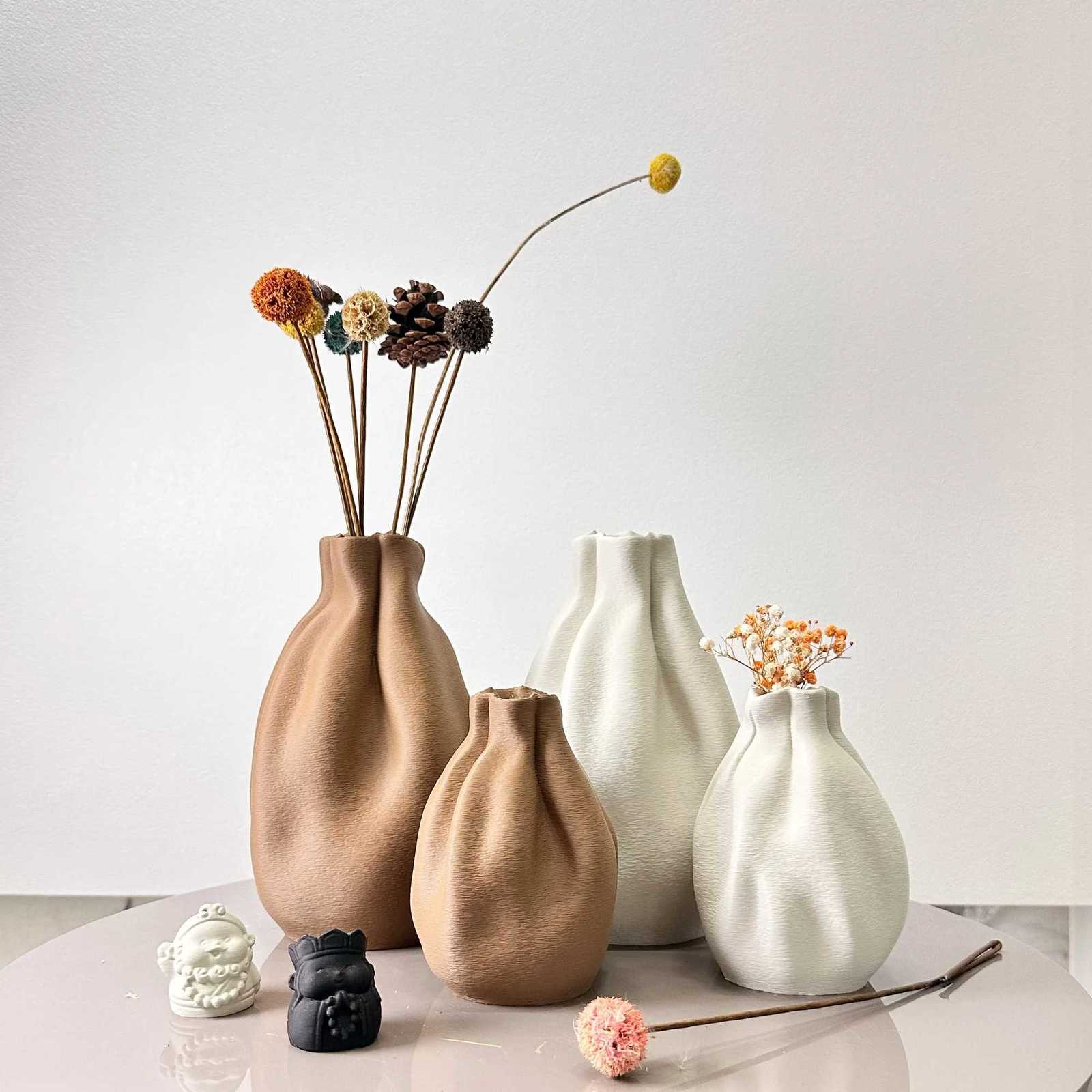 2-Piece Set of Fabric Vase Dried Flower Vase Suitable for Home Decoration Vase Ornaments Office Decoration Vase Ornaments Best Holiday Gift C251124