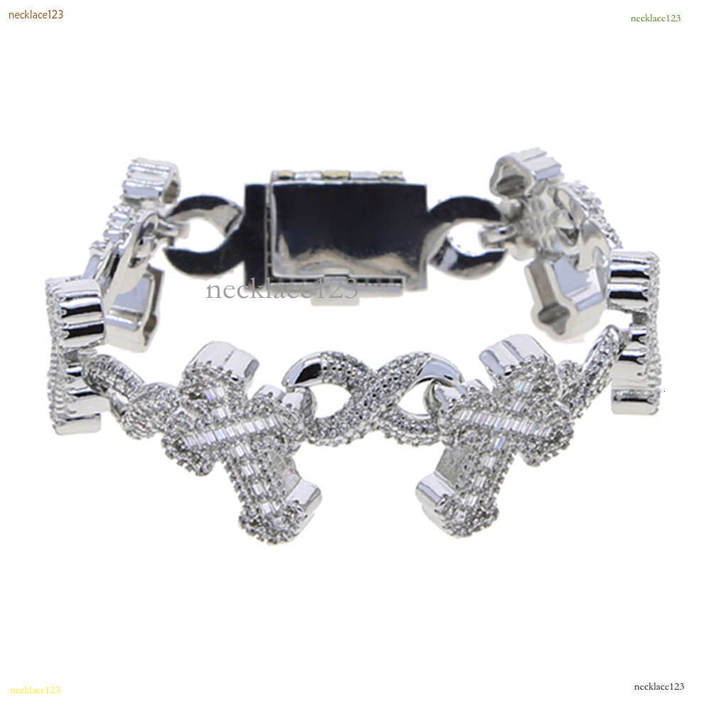 2025 latest model, Ice Out vs Mossany New Hip Hop 8-figure Unlimited Chain Ladder Square Cross Full Diameter bracelet for men and women Free shipping