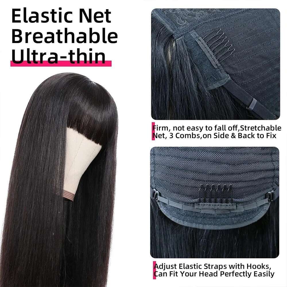 Straight Human With Bangs Full Hine Made Wig Cheap Brazilian Hair Short Bob Density Wigs Tote Bag Tote Bag