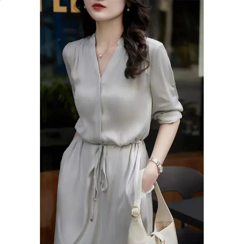 Heavy 19mm Double Qiao Mulberry Silk Dress Summer Womens Wear Hangzhou Silk Small Black Dress 250423