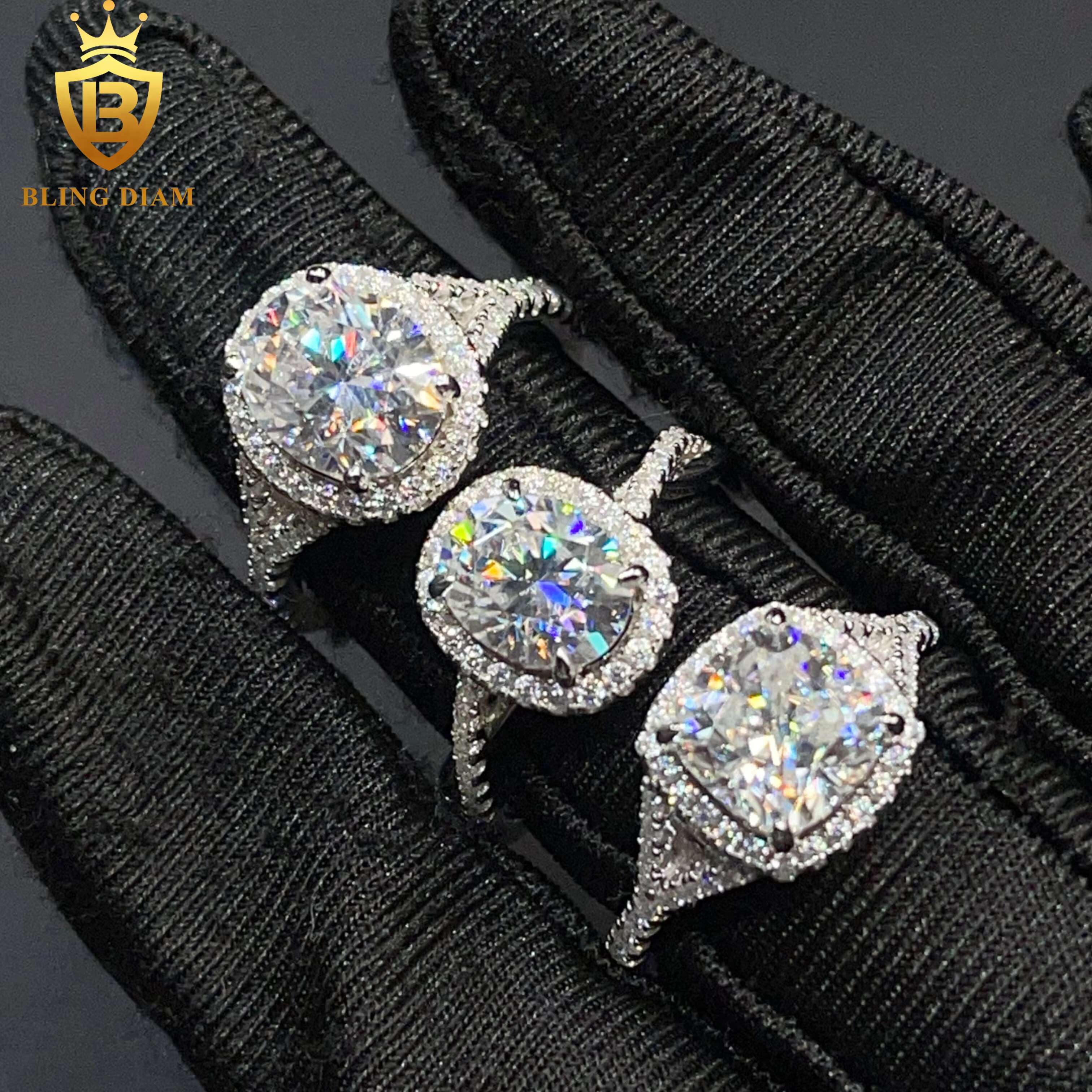 Luxury Women Jewelry Engagement Ring 925 Silver VVS Moissanite Big Diamond Oval Cut Wedding Rings Gift