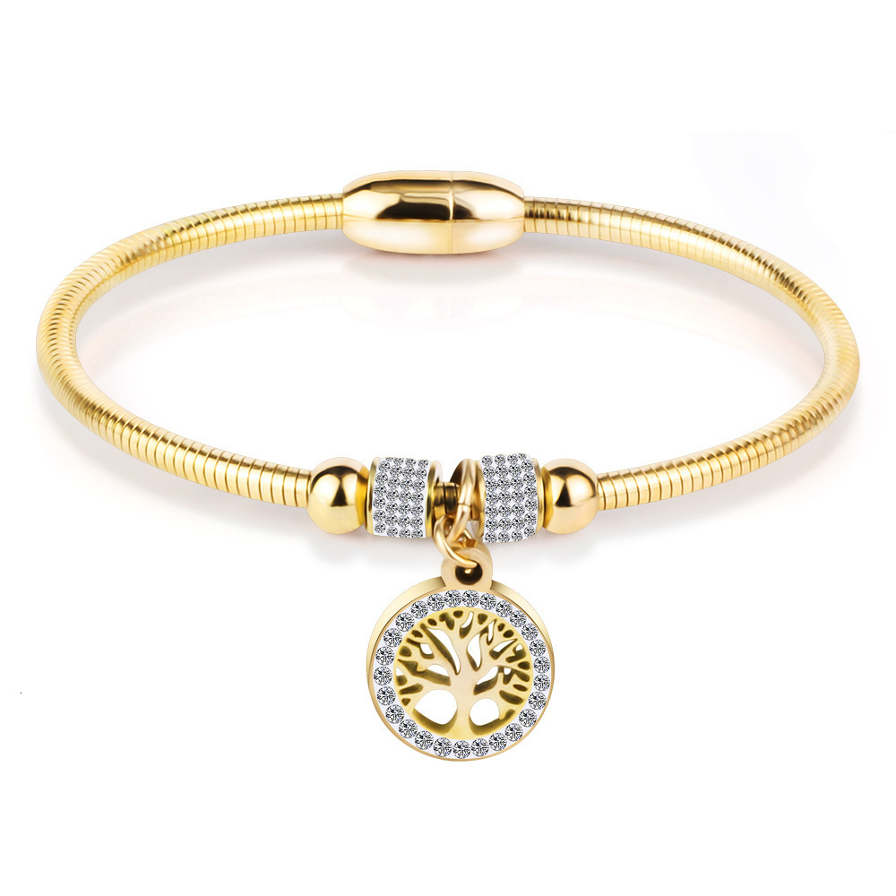 Internet celebrity's new LifeTree dia studded titanium bracelet with stainless steel that does not fade