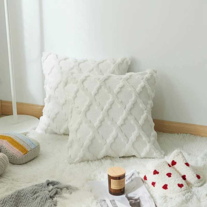 30x50cm 45x45cm 50x50cm Ultra Soft Throw Pillowcase Faux Fur Luxury Plush Decorative Gift Pillow Cushion for Sofa Bedroom White G251124