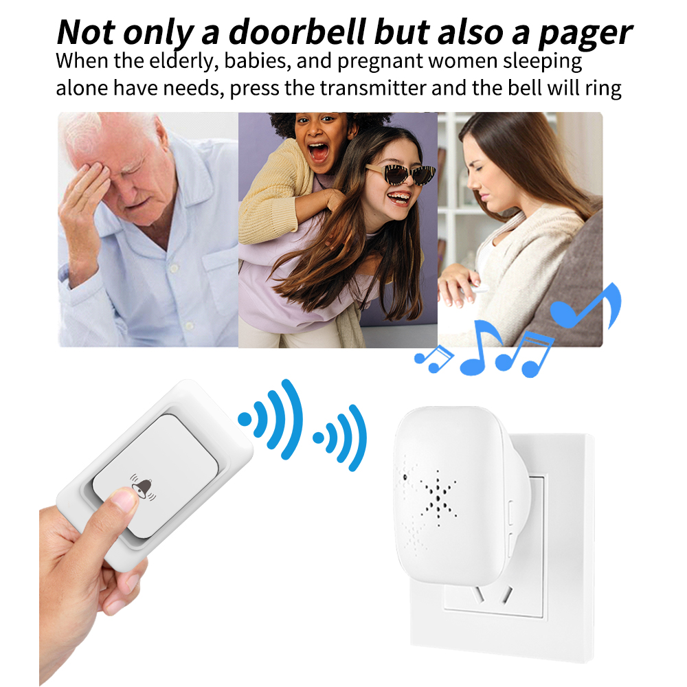 SIXWGH Wireless Doorbell residential doorbell 300M range 38 chime