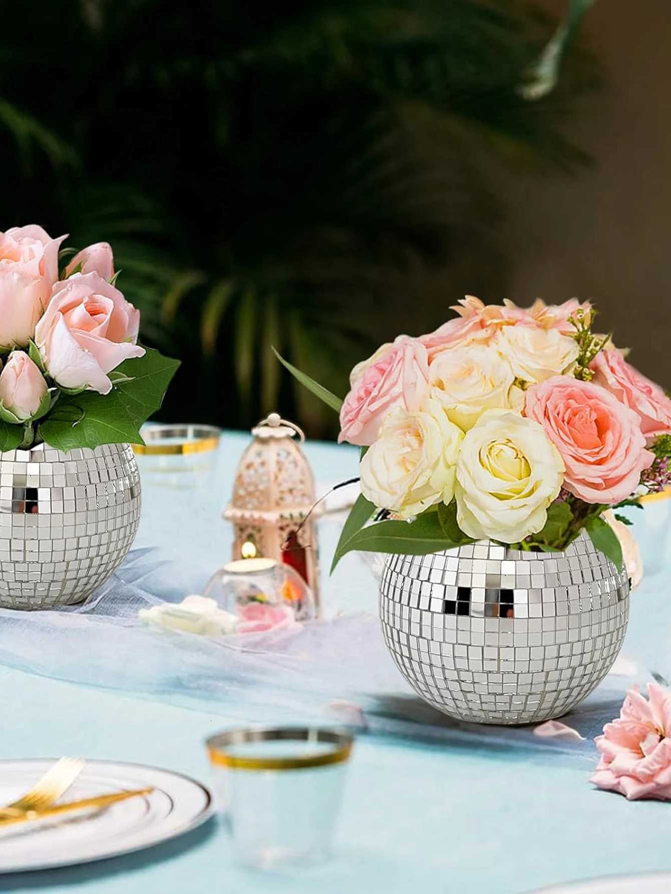 1pc Round Glass Vase Living Room Ornament Shop Atmosphere Decoration Room Pendant Crafts C251124