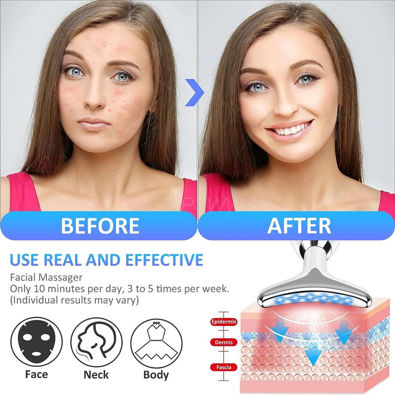 EMS Neck Facial Massager Lift Seven Colours LED Pon Vibration Face Beautify Anti Wrinkles Skin Care Device 250418