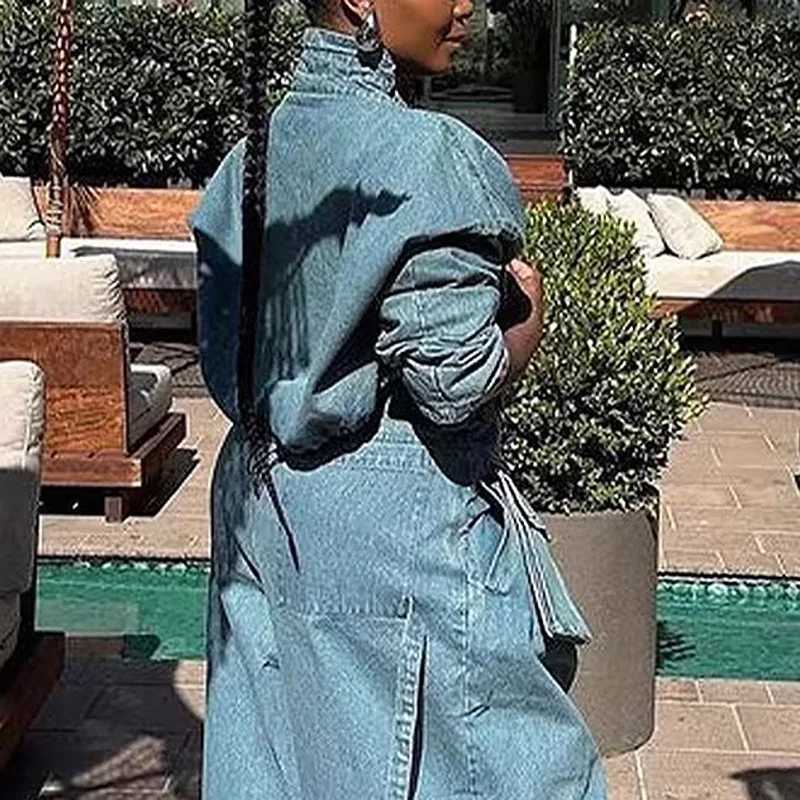 Spring New Chic Design Tooling Top Denim Jacket Womens High Waist Loose And Thin Short Chaquetas Locomotive Style Handsome Coat J251124