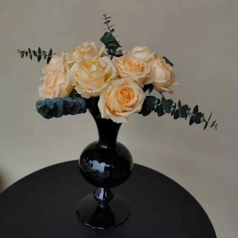 European Minimst Medieval Black Nitrate Glass Vase Living Room Bedroom Dining Table High-end Decoration Exquisite Ornaments C251124