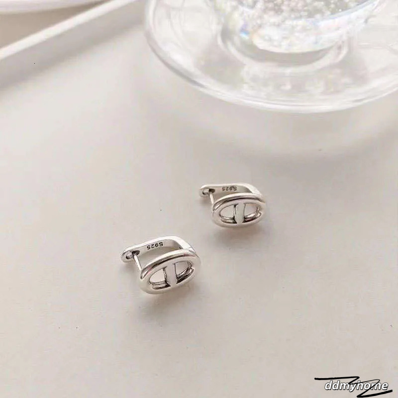 Summer Korean Style S Silver Geometric Pig Nose Hollow Earrings For Women Ddmyhome