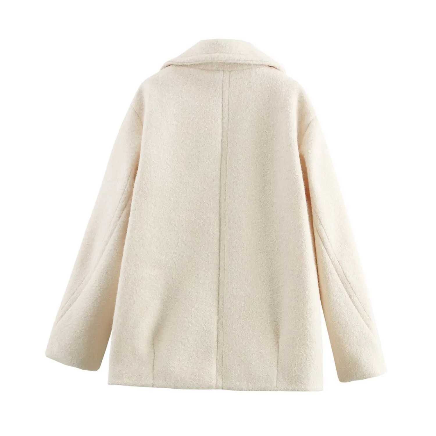 Women Fashion Tweed Coat Lapel Gold-Color Double-Breasted Elegant Blazer New 2025 Fall Winter Casual High Street Coat J251124