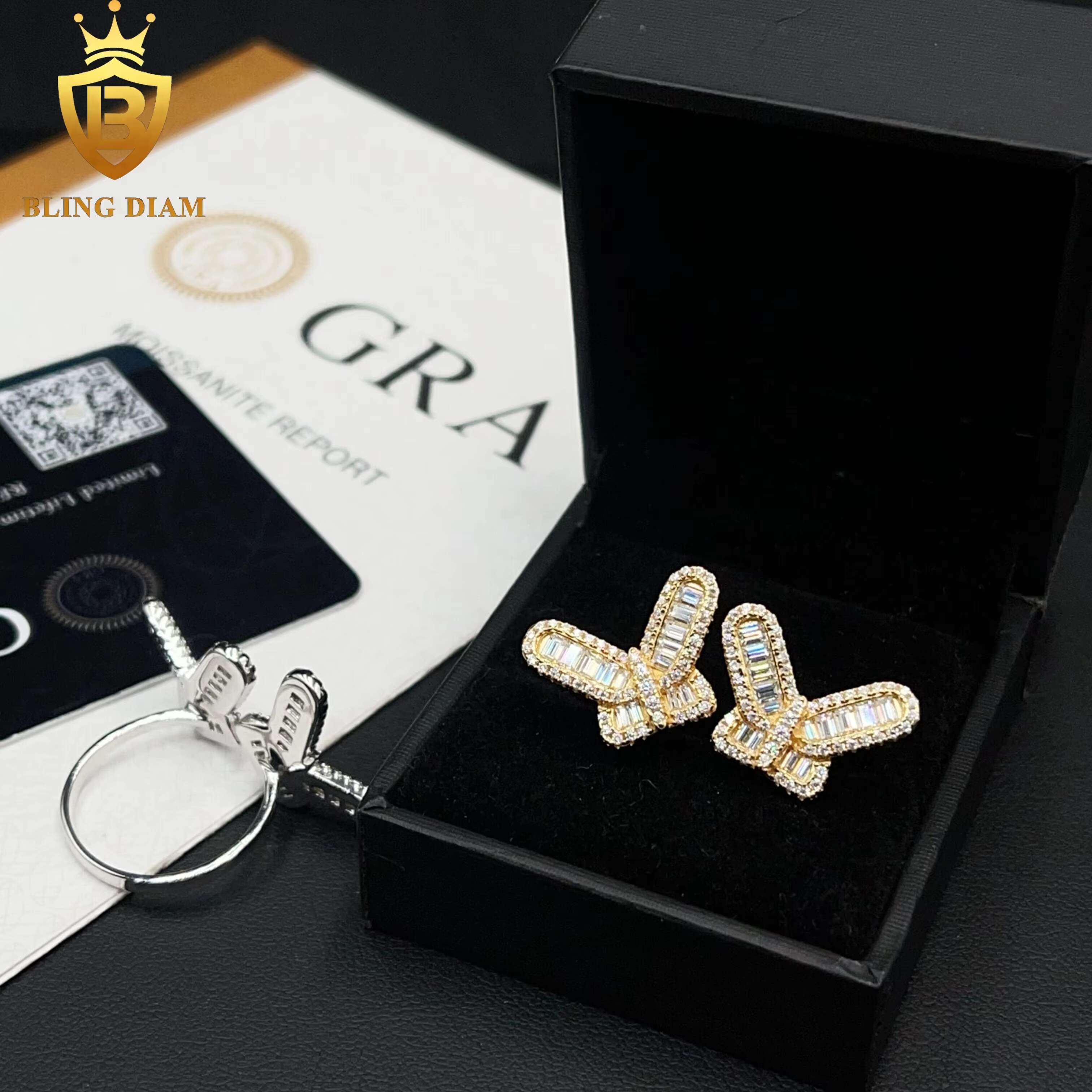 Popular Fashion Elegant Style Jewelry 925 Sterling Silver VVS Moissanite Diamond Butterfly Rings