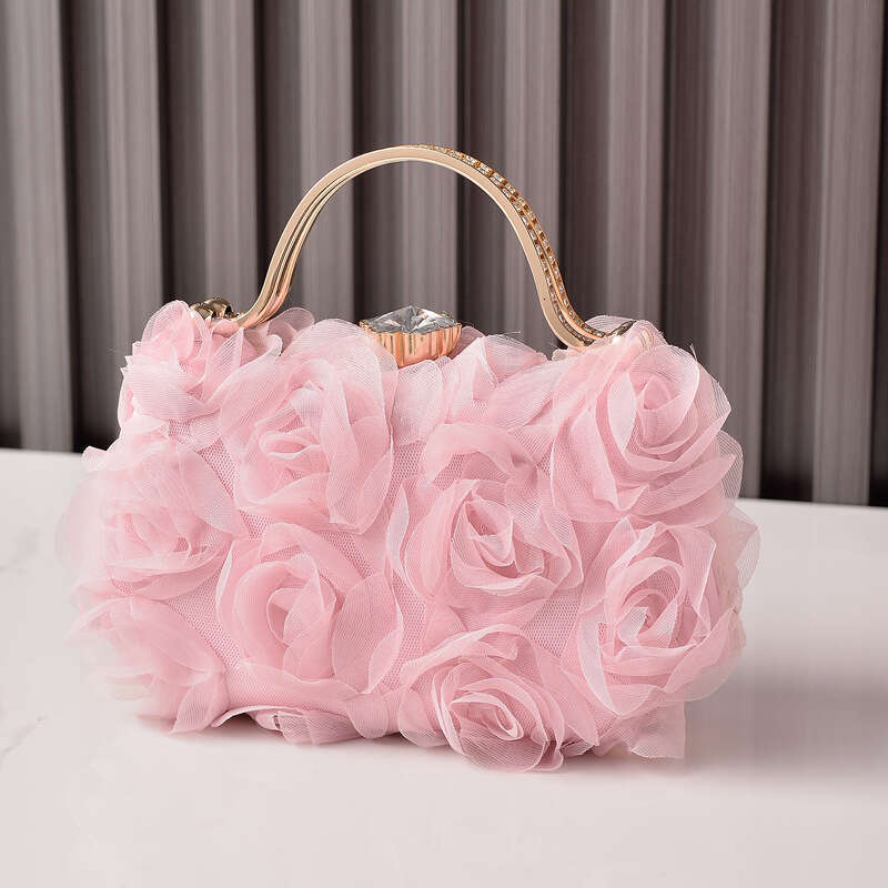 Dinner Bag Flower Banquet Bridal Wedding White Dress Package Partybag KQ