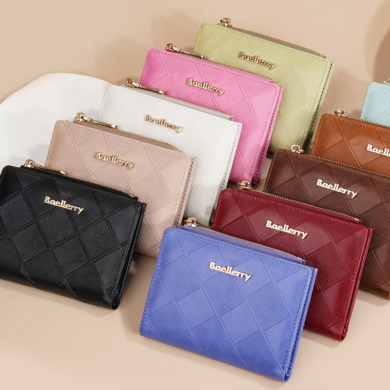 Women's Short Wallet PU Leather with Card Slots Zipper Coin Pocket Cash Organizer for Daily Use, Business, and Travel