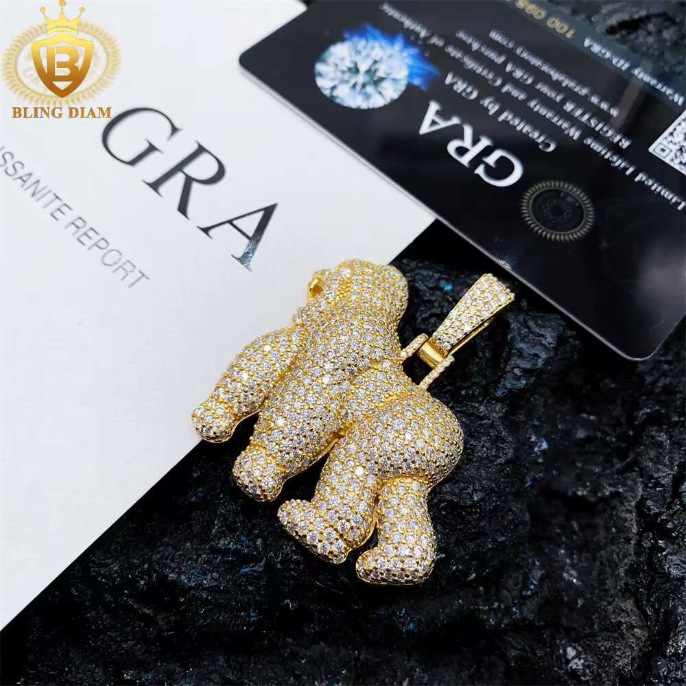 Iced Out Hip Hop Jewelry 925 Sterling Silver VVS Moissanite Diamond Gorilla Big Pendant Necklace