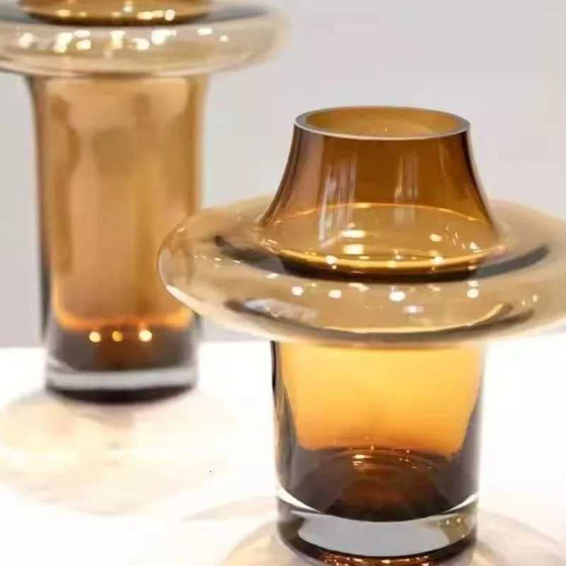 Luxury Artistic Vintage Glass Vases Creative Clear Handmade Oval Flower Planters Smooth Modern Simple Personal Home Decor C251124